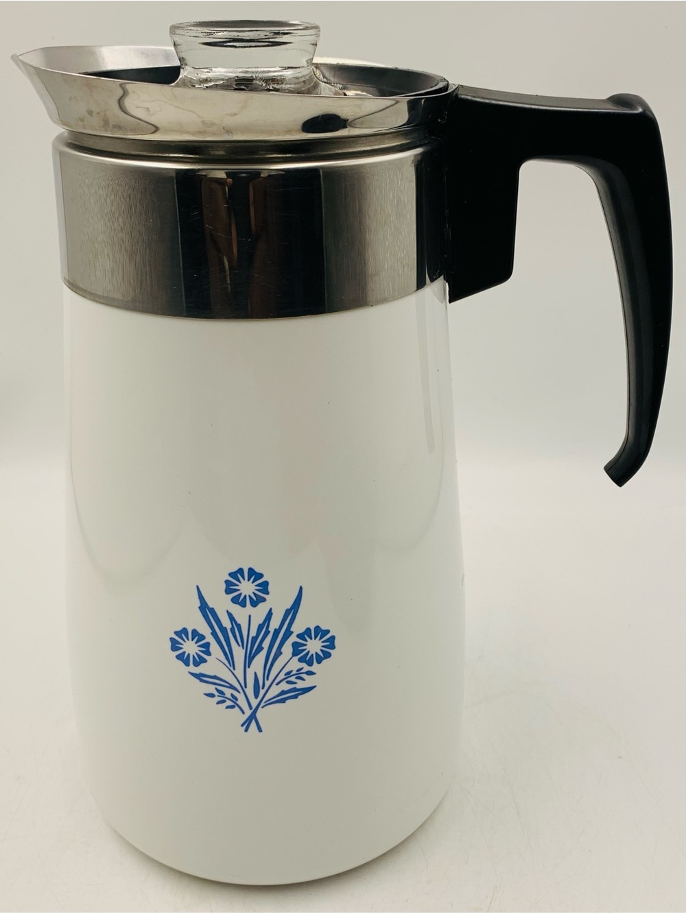 Corelle Ware Blue Cornflower Stove Top Coffee Tea Pot Percolator 9 Cup Vintage